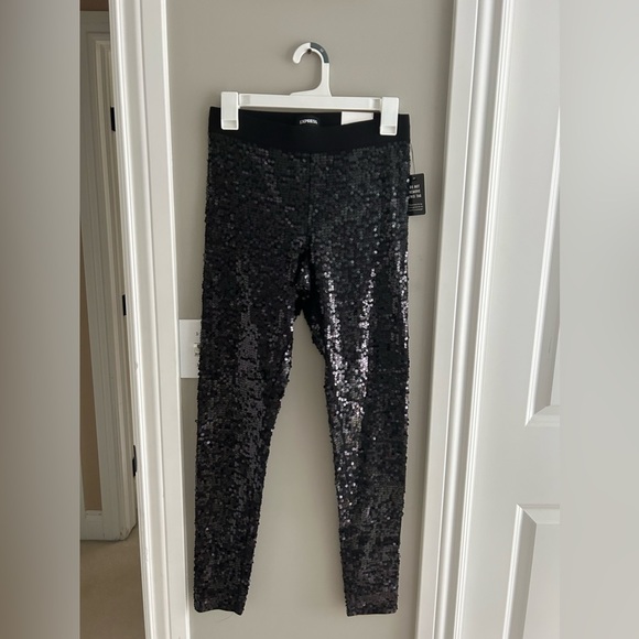 Express Black Sequin Full-Length Leggings, Size XS, NWT - Picture 5 of 7